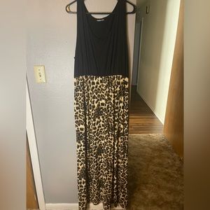 Black and Leopard Maxi Dress